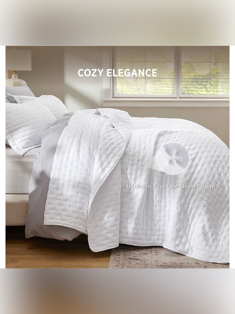 Bedsure Queen White Quilted Bedspread Set - Classic Hotel-Style Bedding - Picture 2 of 11